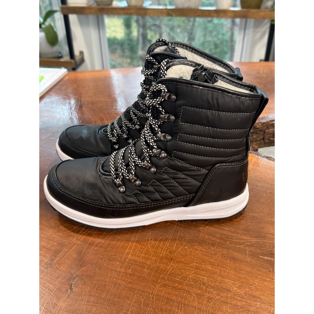 Khombu Arie‎ Waterproof Winter Boots Black Faux Fur Lace Up Zip 8M